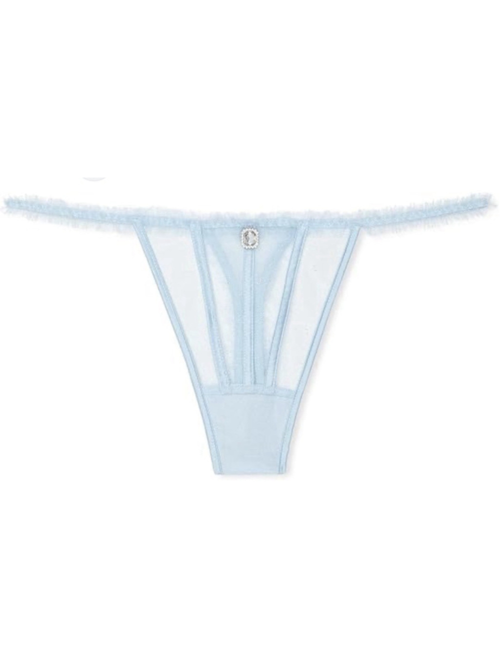 VICTORIA'S SECRET L DREAM ANGELS SHEER BLUE TULLE STRAPPY CHARM PANTIES NWT $30